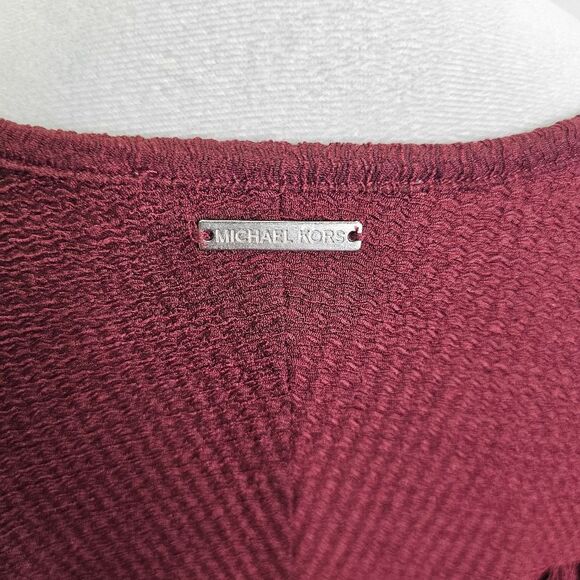 MICHAEL Michael Kors Burgundy Smocked Sleeve Textured Top Size 4X - Picture 13 of 13